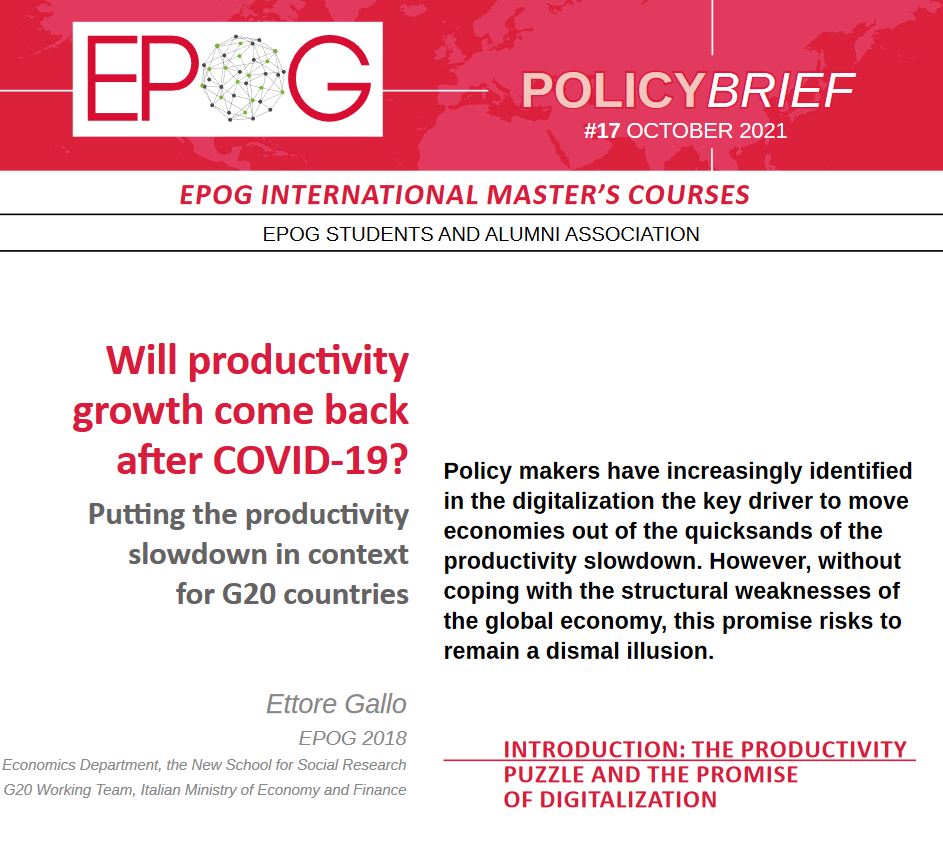 EPOG Policy brief 17 - Will productivity growth come back after COVID-19? (October 2021)