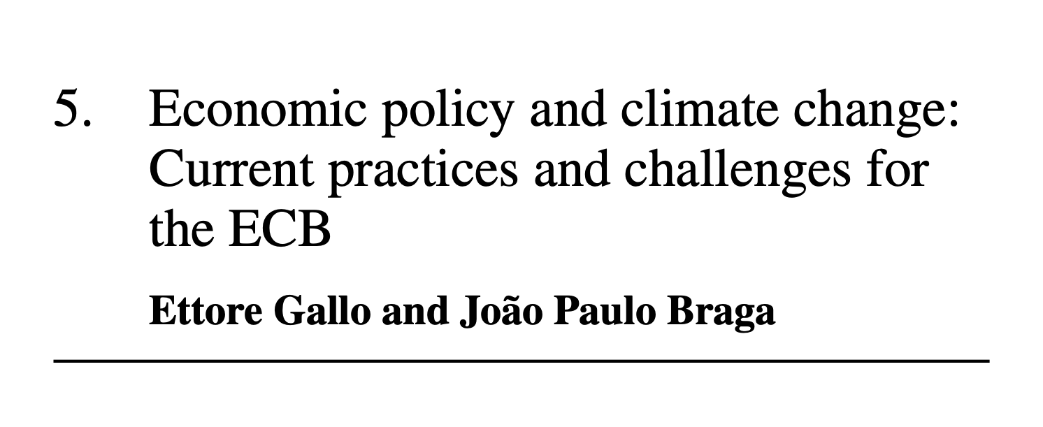 New Chapter — Economic policy and climate change: Current practices and challenges for the ECB