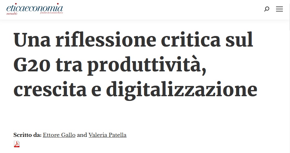 Una riflessione critica sul G20 tra produttività, crescita e digitalizzazione